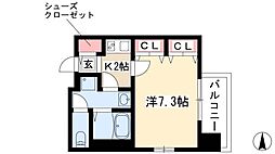エイペックス名古屋鶴舞公園前 1Kの間取図画像