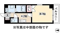 セントラルウイング 1Kの間取図画像
