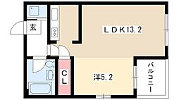 セントレイクセレブ大曽根 1LDKの間取図画像
