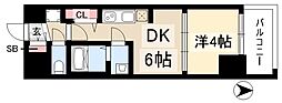 プレサンス上前津オレシア 1DKの間取図画像