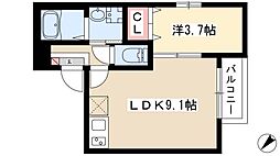 ラポート日比野 1LDKの間取図画像