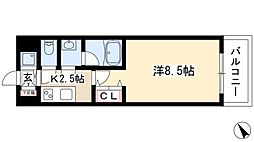 ルクレ新栄レジデンス 1Kの間取図画像