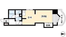 秋月ハイツ 1DKの間取図画像