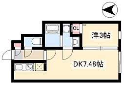 名古屋市昭和区御器所3丁目マンション 1DKの間取図画像