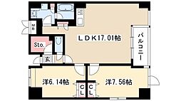 グランアベニュー栄 2LDKの間取図画像