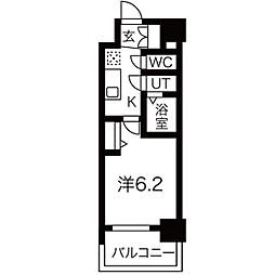 メイクス矢場町2 1Kの間取図画像