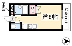 ホーメストつるまい ワンルームの間取図画像