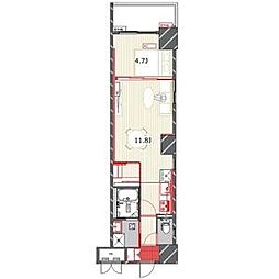 BSRESIDENCESAKAE 1Kの間取図画像
