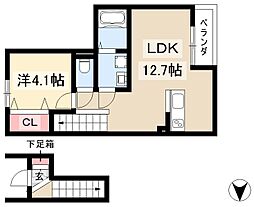 AVANTIA Sage 中島新町 1LDKの間取図画像
