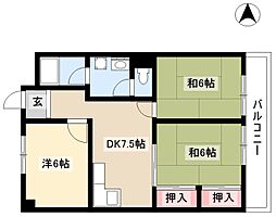 スカイメゾン 3DKの間取図画像