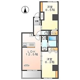 ラ カーサ明倫 2LDKの間取図画像