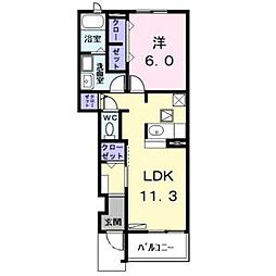フルリール百船A 1LDKの間取図画像
