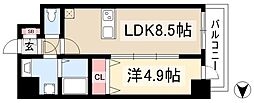 アステリ鶴舞ディオ 1LDKの間取図画像