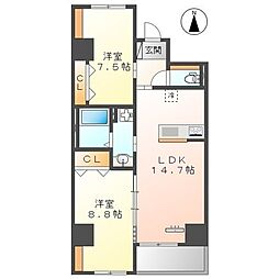 ラ カーサ明倫 2LDKの間取図画像