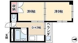 丸の内中駒ビル 2DKの間取図画像