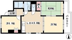 センターヒル橘 3LDKの間取図画像