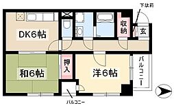 第11オーシャンビル 2DKの間取図画像