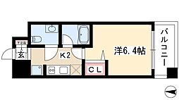レジディア久屋大通 1Kの間取図画像