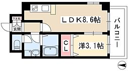 ラドゥセール今池 1LDKの間取図画像