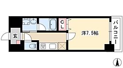 カーサニア尾頭橋 1Kの間取図画像