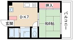 第2オーシャンビル 1DKの間取図画像
