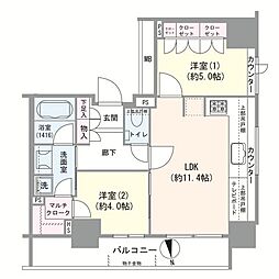 リビオレゾン大手町 2LDKの間取図画像