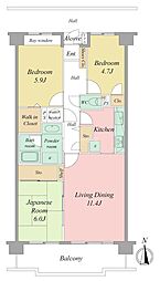 ブライトタウン西伝寺 3LDKの間取図画像