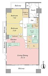 サーラシティ磐田 2LDKの間取図画像