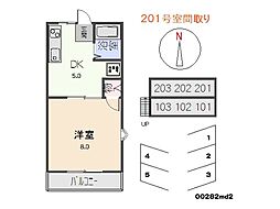 糸井ハイツ 1階1DKの間取り