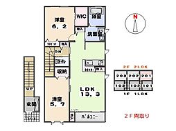 エーデルハイム 2階2LDKの間取り