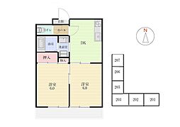 ハイツ飯田 2DKの間取図画像