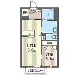 ラフィネド・メゾン2 1LDKの間取図画像