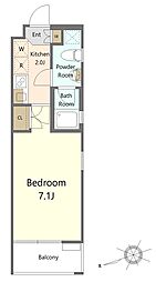 カサデリック 3階1Kの間取り
