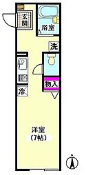 フォレスト 2階ワンルームの間取り