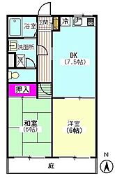メゾンマルス 2DKの間取図画像
