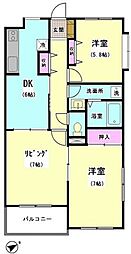 エバーグリーンコート 3DKの間取図画像