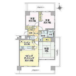 EVERGREENアペックス8番館 3LDKの間取図画像