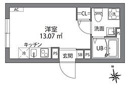 グレンジフォード高円寺南 1階ワンルームの間取り