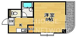 京福電気鉄道北野線 北野白梅町駅 徒歩18分の賃貸マンション 2階1Kの間取り