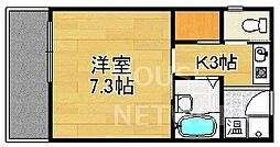 京都市営烏丸線 松ヶ崎駅 徒歩5分の賃貸マンション 1階1Kの間取り