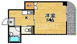 京福電気鉄道北野線 北野白梅町駅 徒歩18分の賃貸マンション 5階1Kの間取り