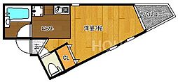 京阪本線 出町柳駅 徒歩6分の賃貸マンション 3階ワンルームの間取り