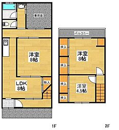 壬生馬場町4-5貸家 1階3LDKの間取り