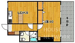 エスカル2六角 3階1LDKの間取り