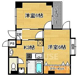京阪本線 三条駅 徒歩8分の賃貸マンション 4階2Kの間取り