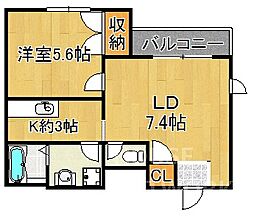 MaisondeMari北白川 1LDKの間取図画像