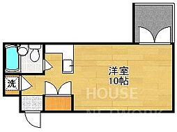 テラス吉田 1Kの間取図画像