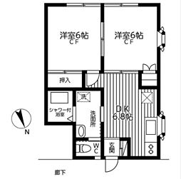 第28アオイビル 2DKの間取図画像