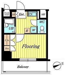 ソアブール高田馬場 3階1Kの間取り