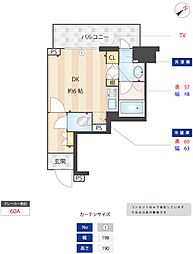クオリア銀座 5階ワンルームの間取り